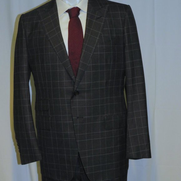 Tom Ford Fit Y O'Connor Current Gray Plaid Peak Lapel Two Button Suit 44R - Picture 4 of 16